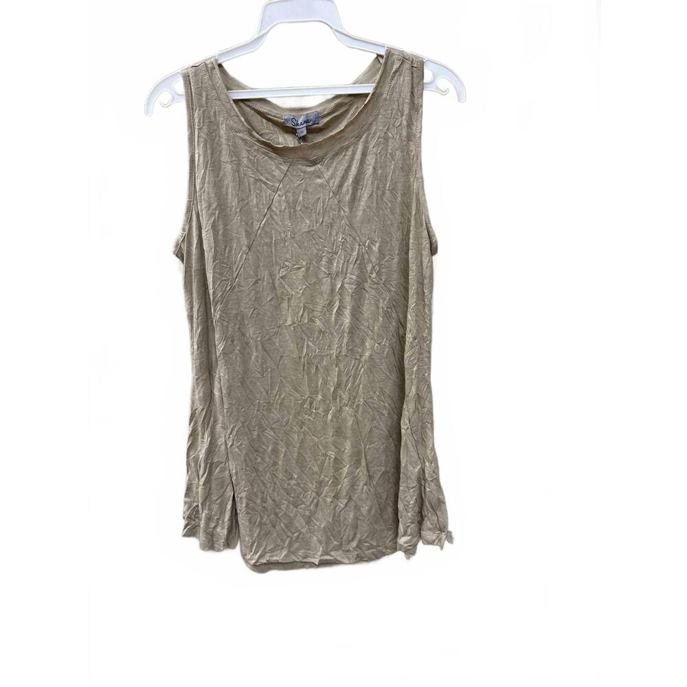 NEW SHANA APPAREL women's crinkle shell top in khaki